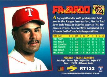 1994 Score Rookie & Traded #RT132 Hector Fajardo Back