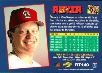 1994 Score Rookie & Traded #RT140 Stan Royer Back