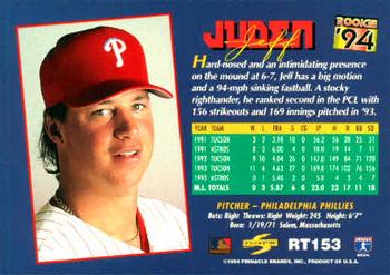 1994 Score Rookie & Traded #RT153 Jeff Juden Back
