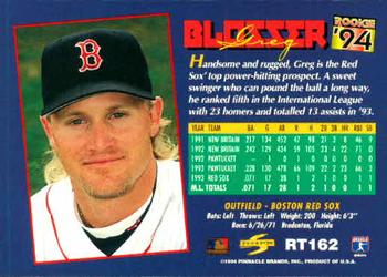 1994 Score Rookie & Traded #RT162 Greg Blosser Back