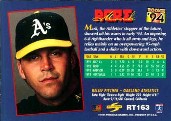 1994 Score Rookie & Traded #RT163 Mark Acre Back