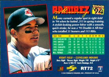 1994 Score Rookie & Traded #RT72 Manny Ramirez Back