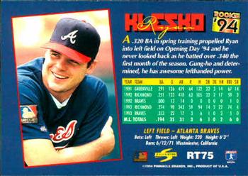 1994 Score Rookie & Traded #RT75 Ryan Klesko Back