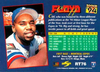 1994 Score Rookie & Traded #RT76 Cliff Floyd Back