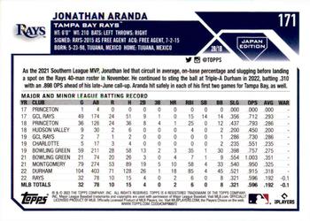 2023 Topps Japan Edition #171 Jonathan Aranda Back