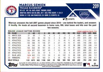 2023 Topps Japan Edition #209 Marcus Semien Back