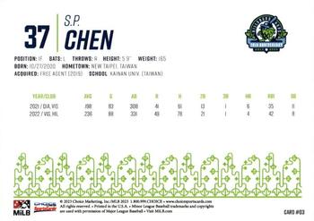 2023 Choice Hillsboro Hops #03 S.P. Chen Back