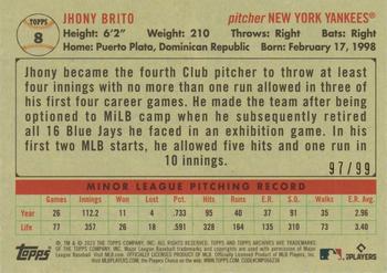 2023 Topps Archives - Green Foil #8 Jhony Brito Back