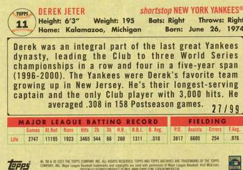 2023 Topps Archives - Green Foil #11 Derek Jeter Back