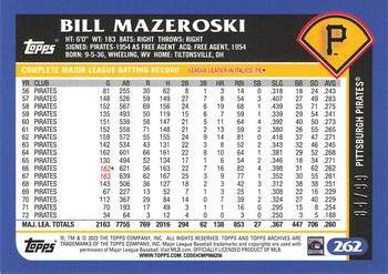2023 Topps Archives - Green Foil #262 Bill Mazeroski Back