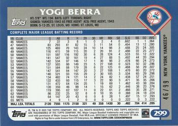 2023 Topps Archives - Green Foil #299 Yogi Berra Back