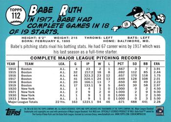 2023 Topps Archives - Aqua Sparkle Foil #112 Babe Ruth Back