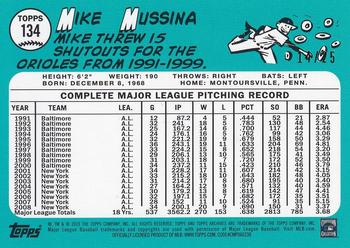 2023 Topps Archives - Blue Foil #134 Mike Mussina Back