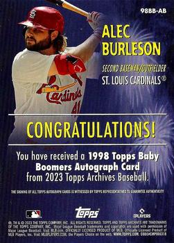 2023 Topps Archives - 1998 Topps Baby Boomers Autographs #98BB-AB Alec Burleson Back