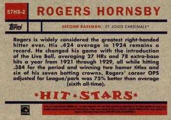 2023 Topps Archives - 1957 Topps Hit Stars #57HS-2 Rogers Hornsby Back