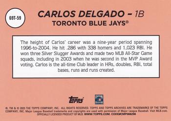 2023 Topps Archives - 1969 Topps Single Player Foil #69T-59 Carlos Delgado Back