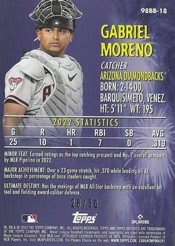 2023 Topps Archives - 1998 Topps Baby Boomers Gold Foil #98BB-18 Gabriel Moreno Back