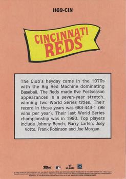 2023 Topps Archives - 1969 Topps Team History Baseball Post Card Box Topper #H69-CIN Cincinnati Reds Back