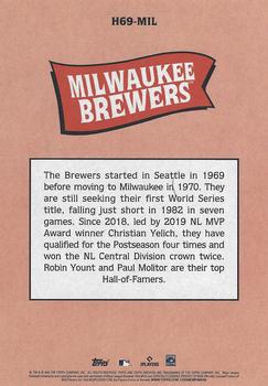 2023 Topps Archives - 1969 Topps Team History Baseball Post Card Box Topper #H69-MIL Milwaukee Brewers Back