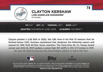 2023 Topps - Flagship Collection #78 Clayton Kershaw Back
