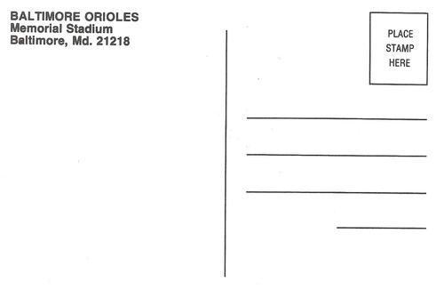 1987 Baltimore Orioles Postcards #NNO Eric Bell Back