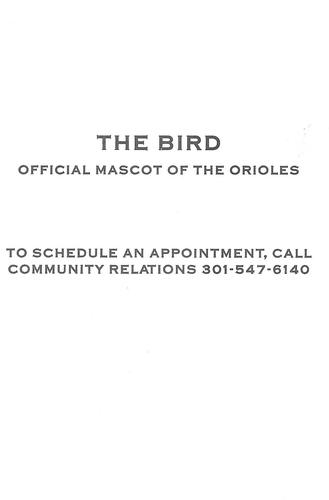 1991 Baltimore Orioles Postcards #NNO The Bird Back