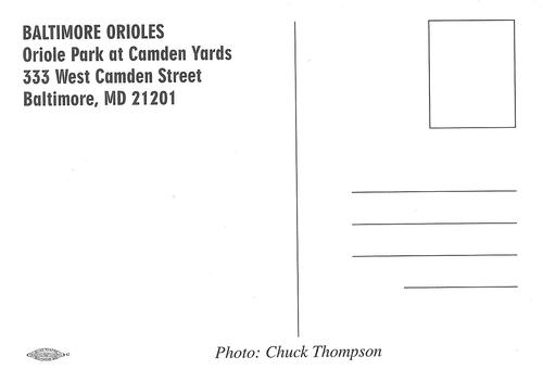 1998 Baltimore Orioles Photocards #NNO Chuck Thompson Back
