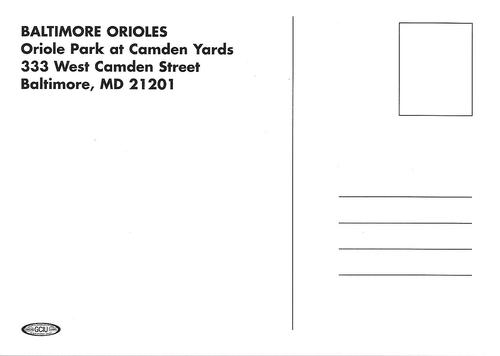1999 Baltimore Orioles Photocards #NNO Orioles Autograoh Card Back