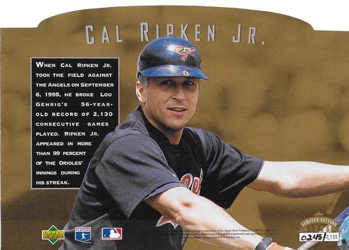 1995 Upper Deck Authenticated Commemorative #NNO Cal Ripken Back