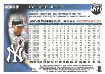 2010 Topps - New York Yankees #NYY1 Derek Jeter   Back