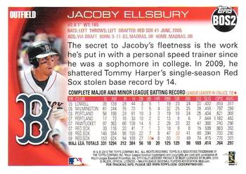 2010 Topps - Boston Red Sox #BOS2 Jacoby Ellsbury   Back