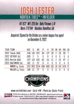2023 Choice Norfolk Tides Triple-A Champions #18 Josh Lester Back