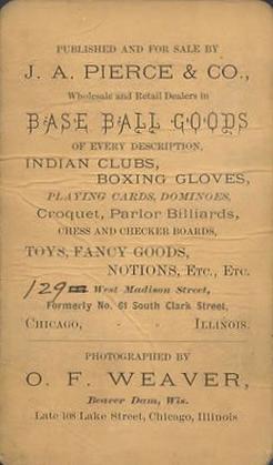 1871 J.A. Pierce & Co. CDV's #NNO Boston Red Stockings Team Photo Back