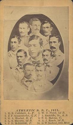 1871 J.A. Pierce & Co. CDV's #NNO Philadelphia Athletics Team Photo Front