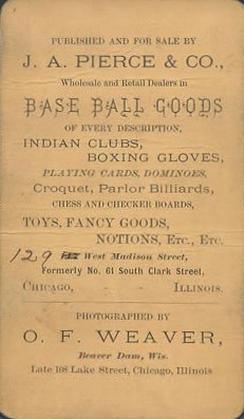 1871 J.A. Pierce & Co. CDV's #NNO Forest Citys Cleveland Team Photo Back