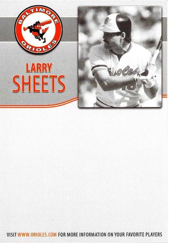 2006 Baltimore Orioles Alumni Photocards #NNO Larry Sheets Back