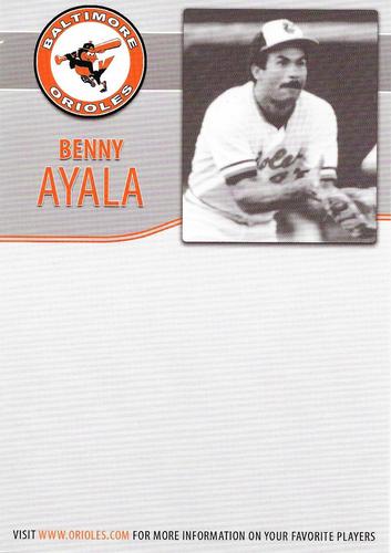 2008 Baltimore Orioles Alumni Photocards #NNO Benny Ayala Back