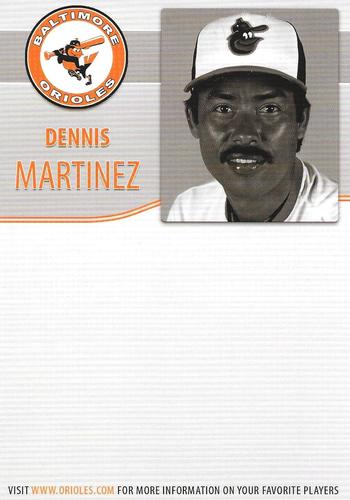 2008 Baltimore Orioles Alumni Photocards #NNO Dennis Martinez Back