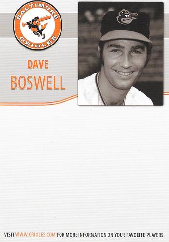 2009 Baltimore Orioles Alumni Photocards #NNO Dave Boswell Back