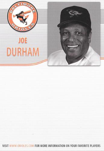 2009 Baltimore Orioles Alumni Photocards #NNO Joe Durham Back