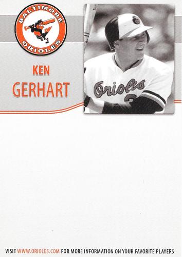 2009 Baltimore Orioles Alumni Photocards #NNO Ken Gerhart Back