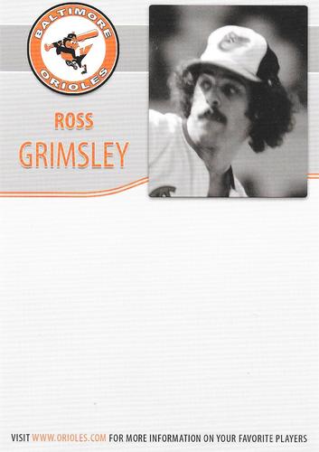 2009 Baltimore Orioles Alumni Photocards #NNO Ross Grimsley Back