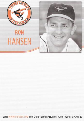 2009 Baltimore Orioles Alumni Photocards #NNO Ron Hansen Back
