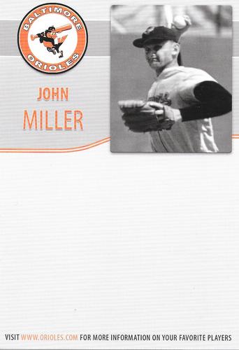 2009 Baltimore Orioles Alumni Photocards #NNO John Miller Back