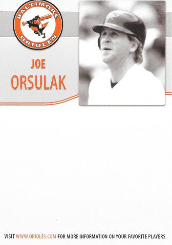 2009 Baltimore Orioles Alumni Photocards #NNO Joe Orsulak Back