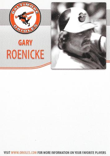 2009 Baltimore Orioles Alumni Photocards #NNO Gary Roenicke Back