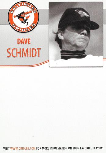 2009 Baltimore Orioles Alumni Photocards #NNO Dave Schmidt Back