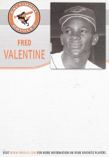 2009 Baltimore Orioles Alumni Photocards #NNO Fred Valentine Back