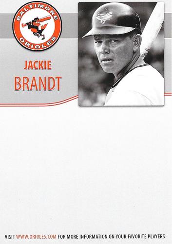 2010 Baltimore Orioles Alumni Photocards #NNO Jackie Brandt Back