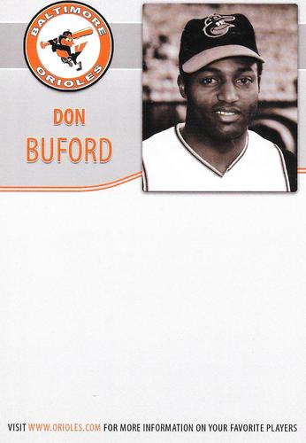 2010 Baltimore Orioles Alumni Photocards #NNO Don Buford Back